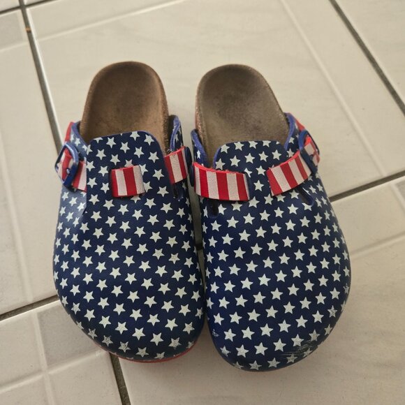 Birkenstock Birkis American Flag Patriotic Boston Clogs 13 - Picture 2 of 5